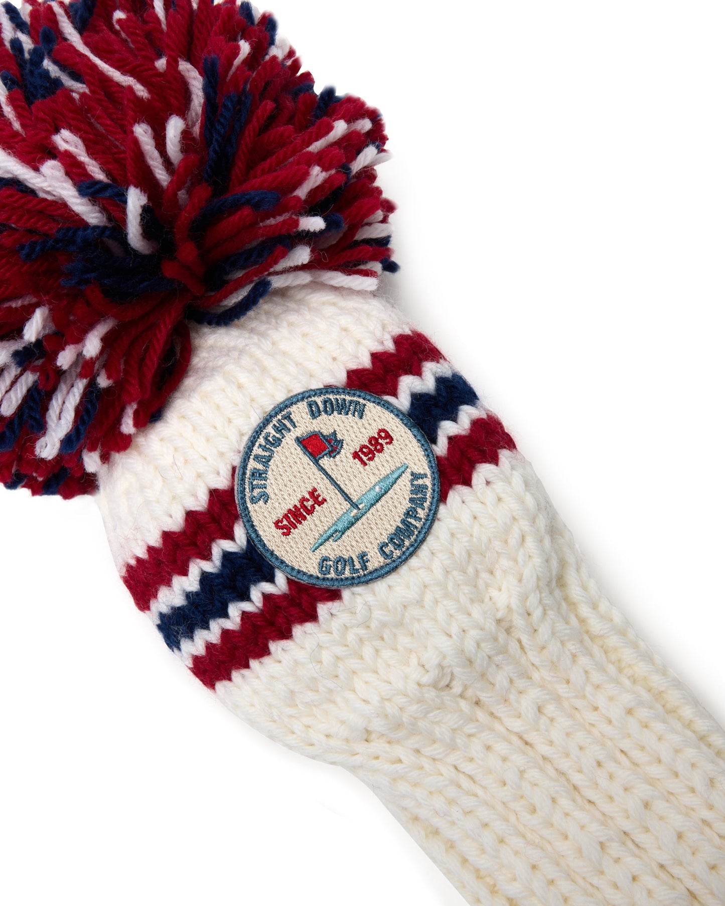 Straight Down Pom Pom Driver Headcover - Red White Blue