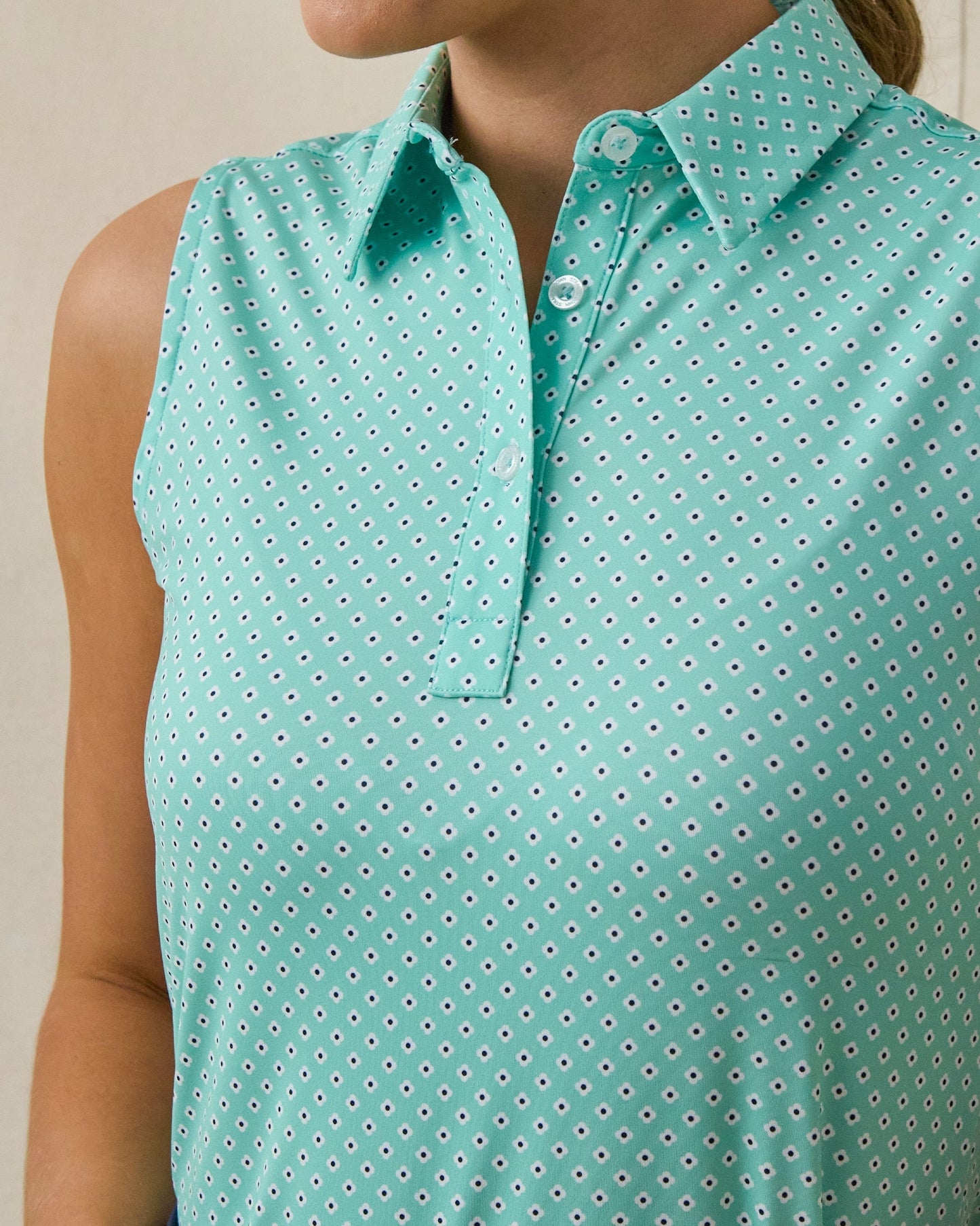Straight Down Empress Sleeveless Polo - Cascade