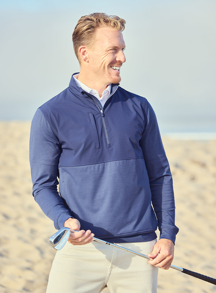 Straight Down Harding Hybrid Quarter Zip - New Indigo
