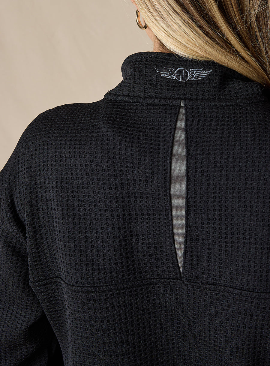 Straight Down Opal Half Zip - Black