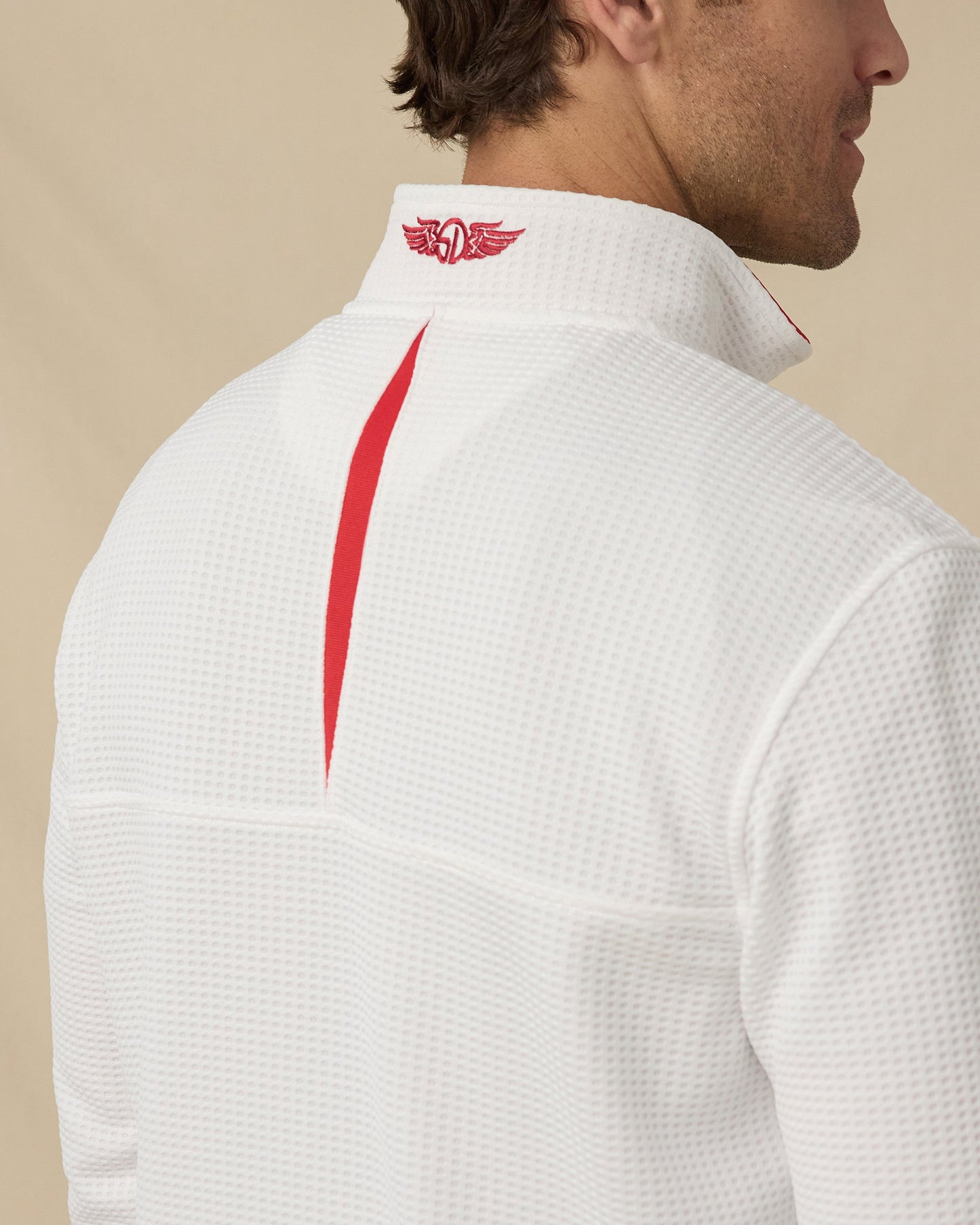 Straight Down Optic Quarter Zip - White / Flag Red / New Indigo