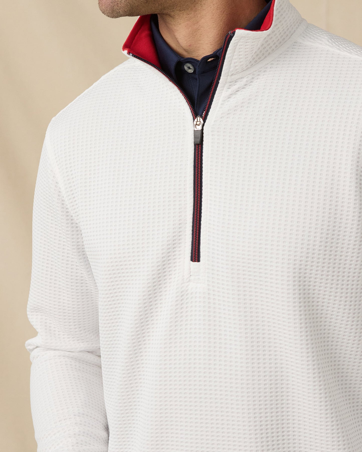 Straight Down Optic Quarter Zip - White / Flag Red / New Indigo