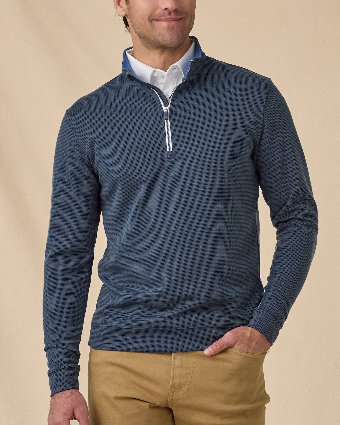 Straight Down Warren Quarter Zip - New Indigo / Cobalt