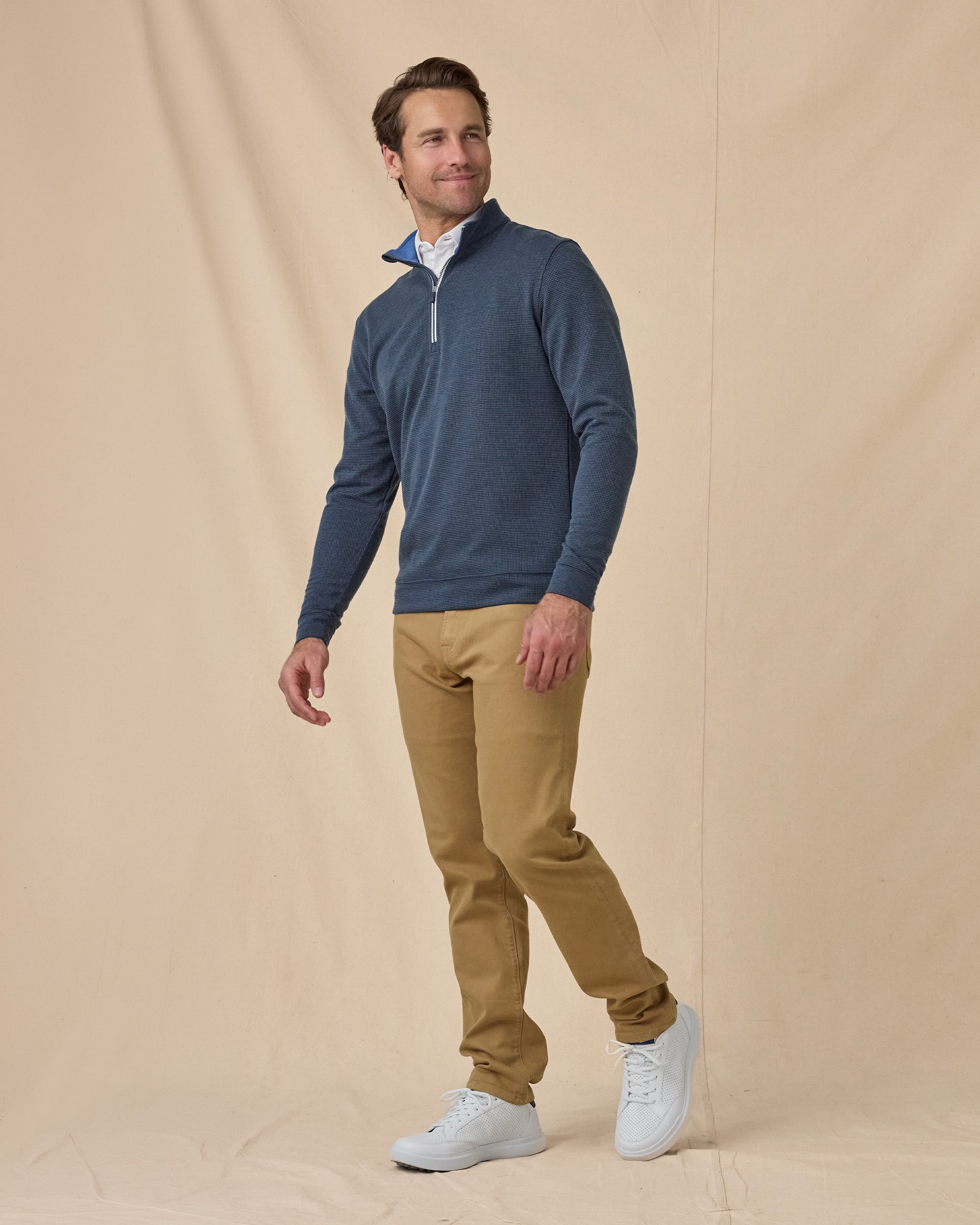 Straight Down Warren Quarter Zip - New Indigo / Cobalt