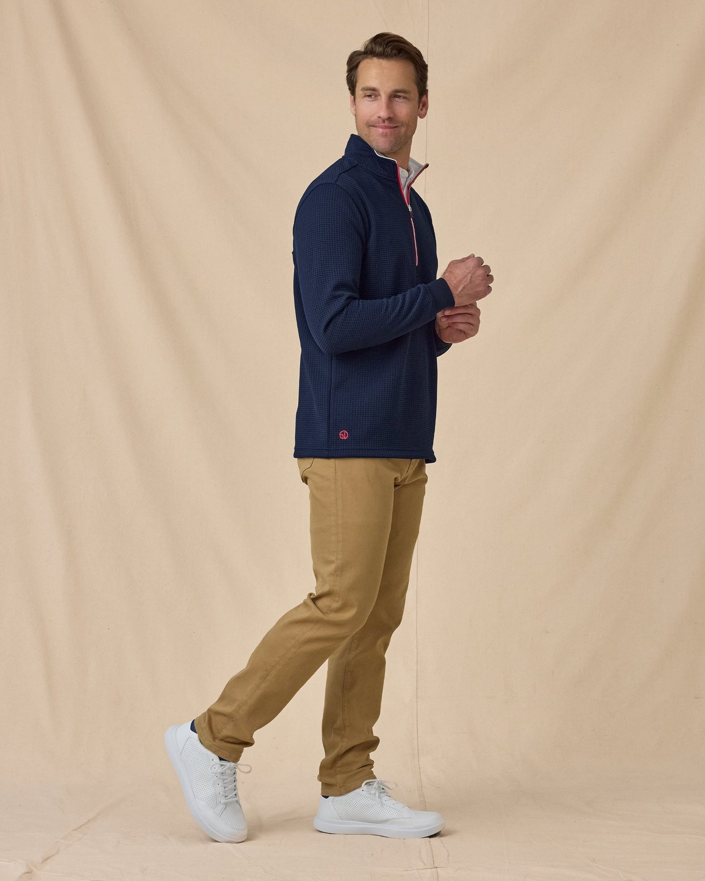 Straight Down Optic Quarter Zip - New Indigo / White / Flag Red