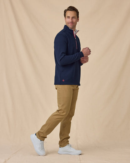 Straight Down Optic Quarter Zip - New Indigo / White / Flag Red