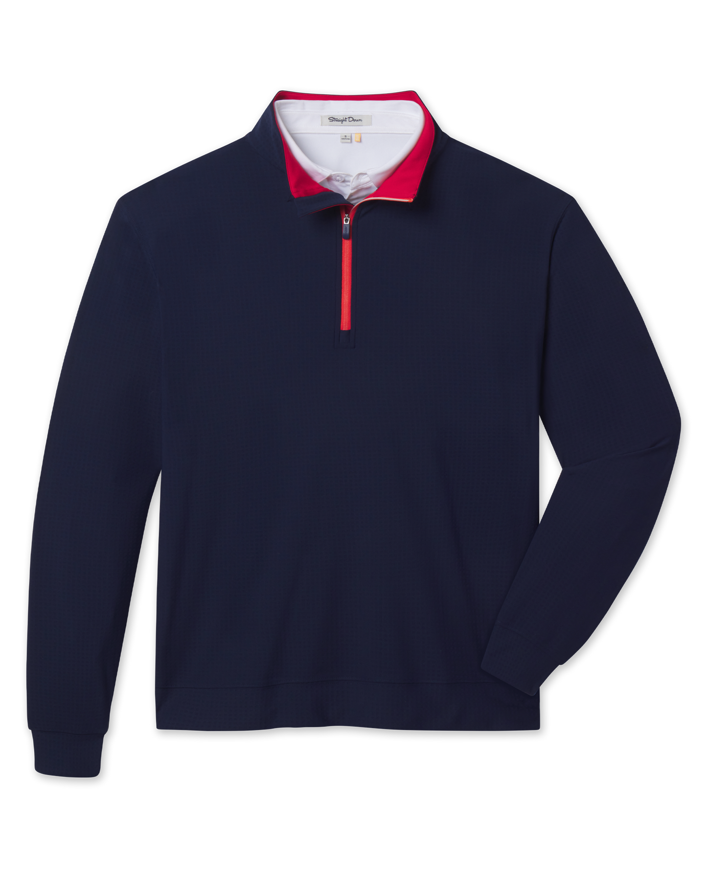 Straight Down Bel Air Quarter Zip - New Indigo / Flag Red