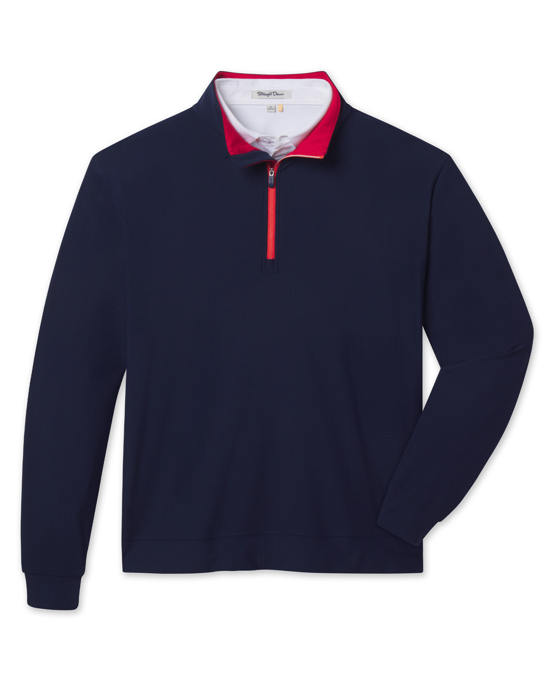 Straight Down Bel Air Quarter Zip - New Indigo / Flag Red