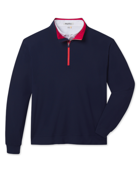 Straight Down Bel Air Quarter Zip - New Indigo / Flag Red
