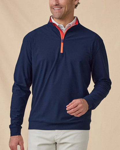 Straight Down Bel Air Quarter Zip - New Indigo / Flag Red