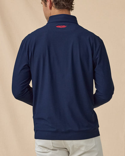 Straight Down Bel Air Quarter Zip - New Indigo / Flag Red