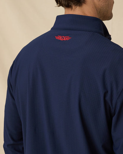 Straight Down Bel Air Quarter Zip - New Indigo / Flag Red