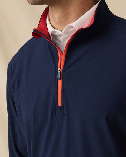 Straight Down Bel Air Quarter Zip - New Indigo / Flag Red