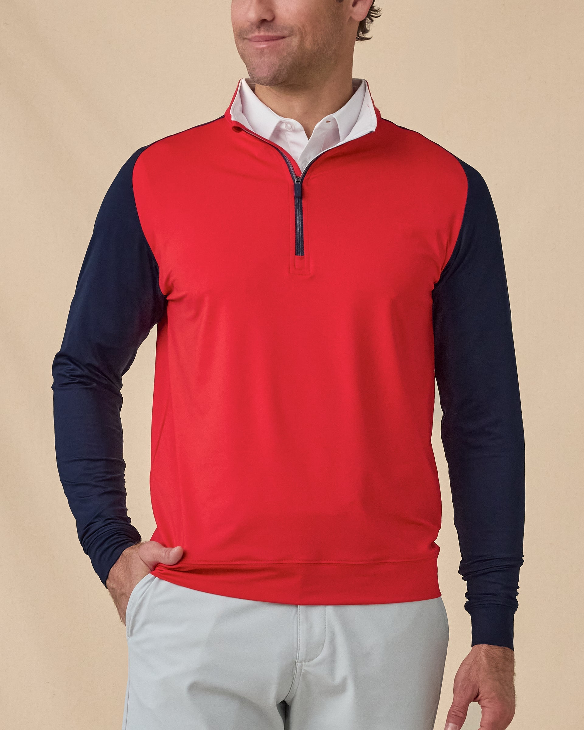 Straight Down Falcon Quarter Zip - Flag Red
