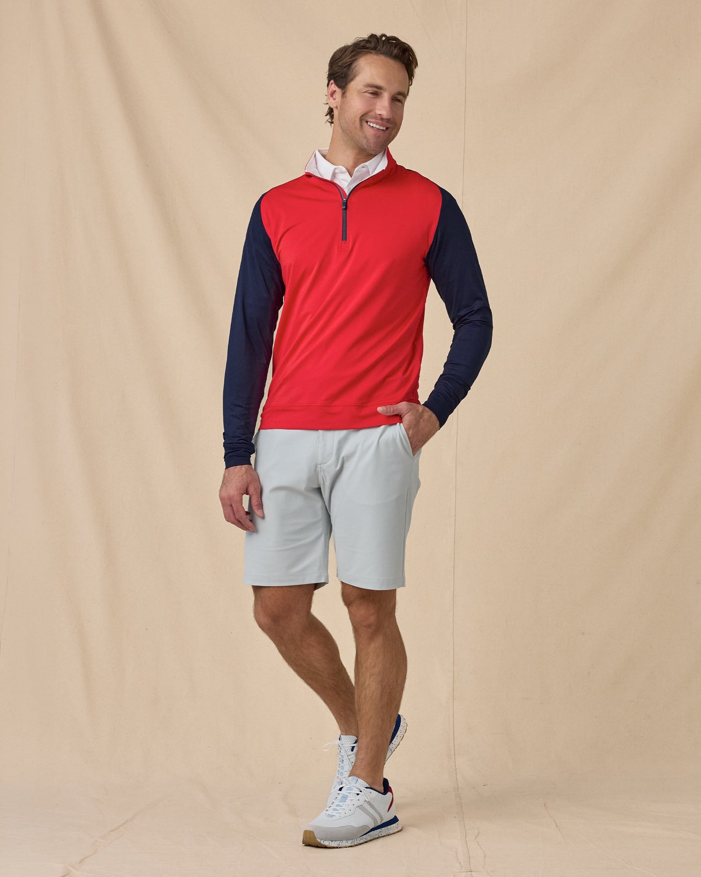 Straight Down Falcon Quarter Zip - Flag Red