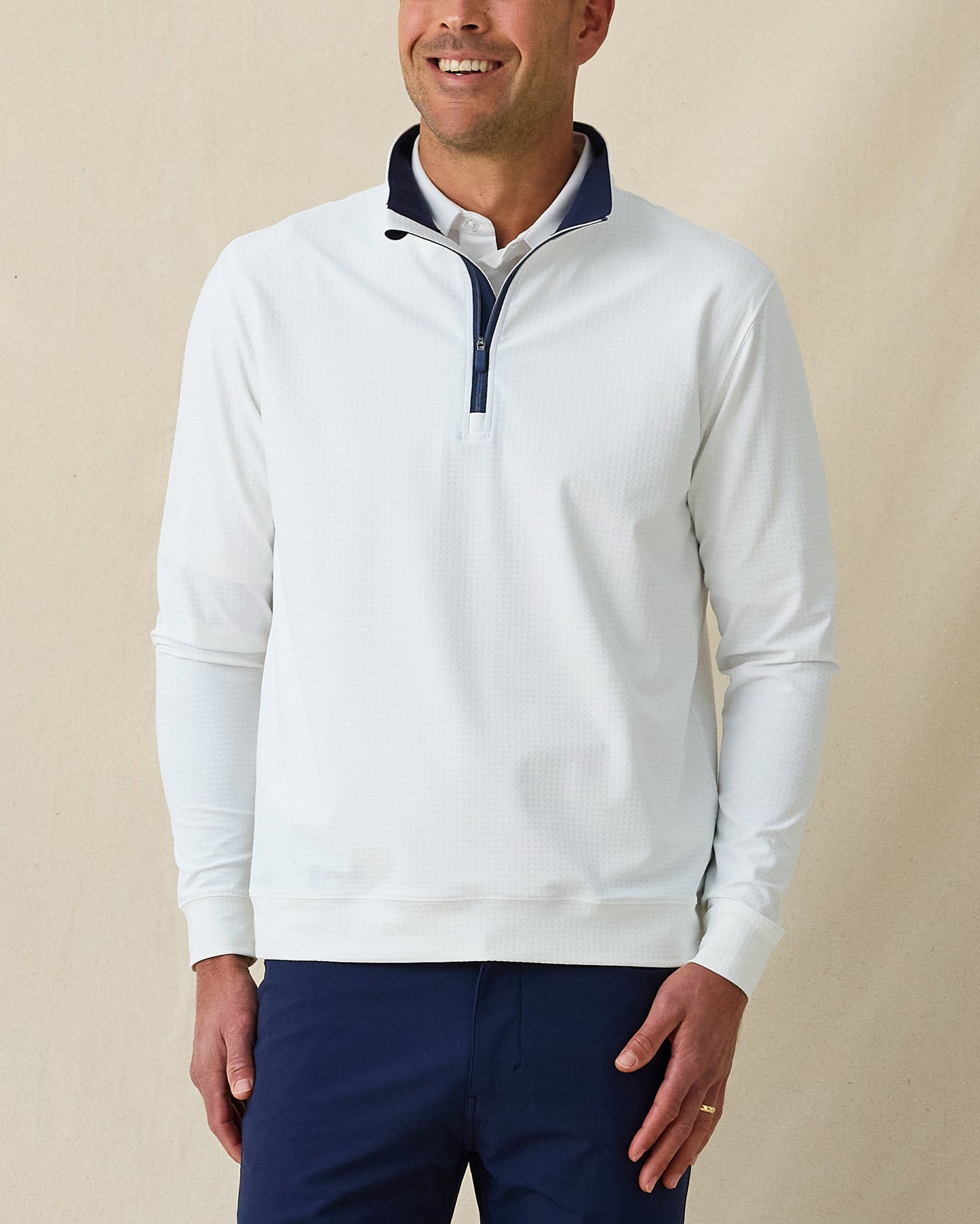 Straight Down Bel Air Quarter Zip - White / New Indigo