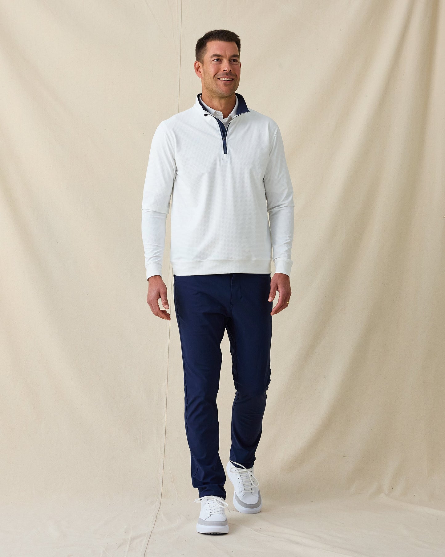 Straight Down Bel Air Quarter Zip - White / New Indigo