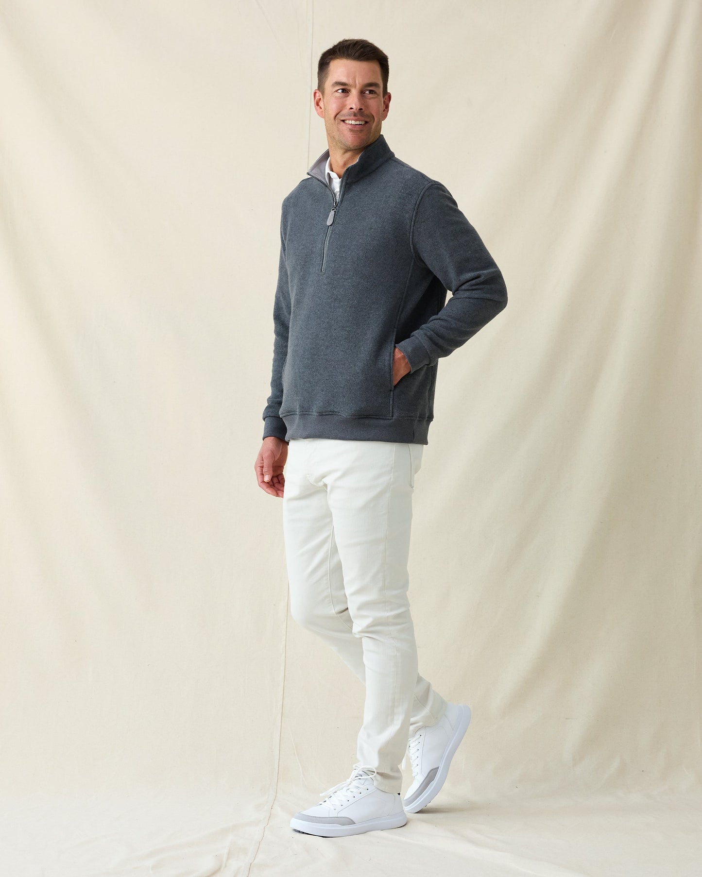 Straight Down Major Quarter Zip - Charcoal