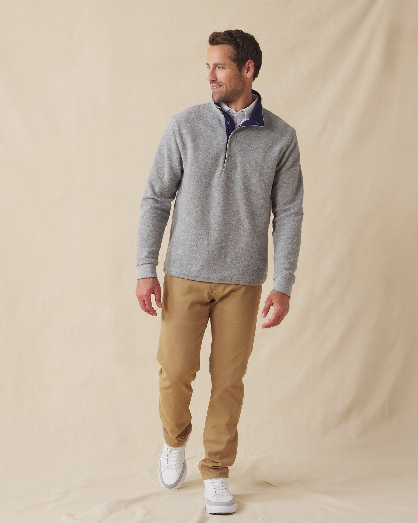 Straight Down Leucadia Quarter Snap Pullover - Heather