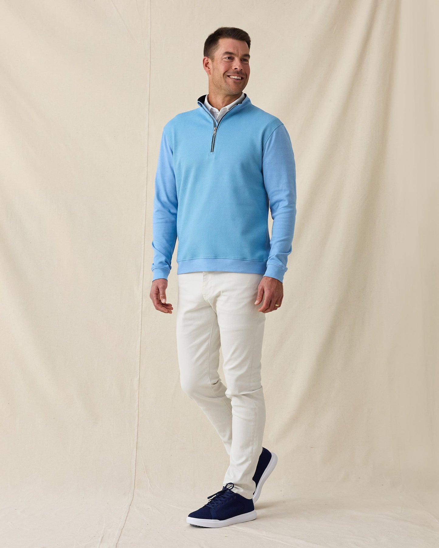 Straight Down Cardiff Quarter Zip - Coastal