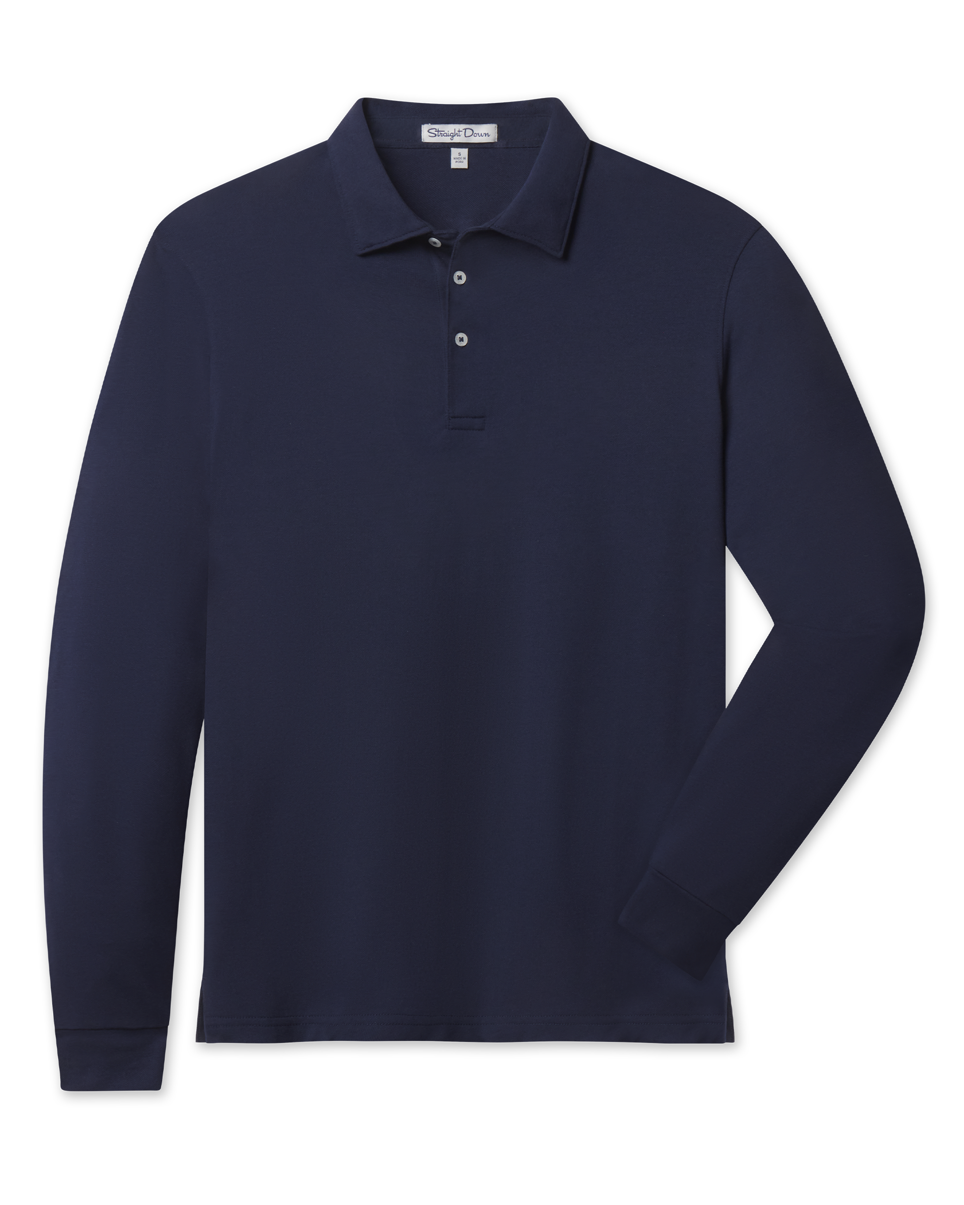 Straight Down Cambridge Long Sleeve Polo - New Indigo