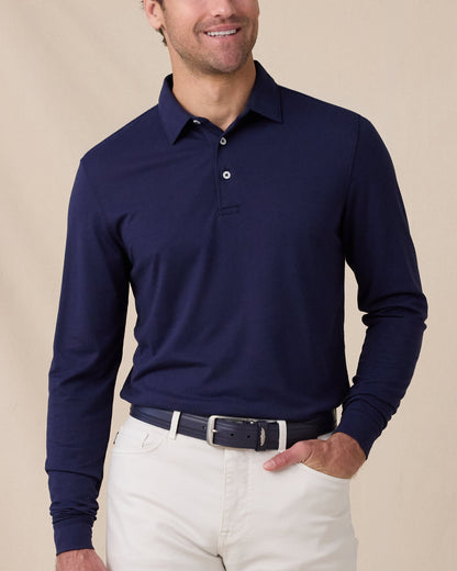 Straight Down Cambridge Long Sleeve Polo - New Indigo