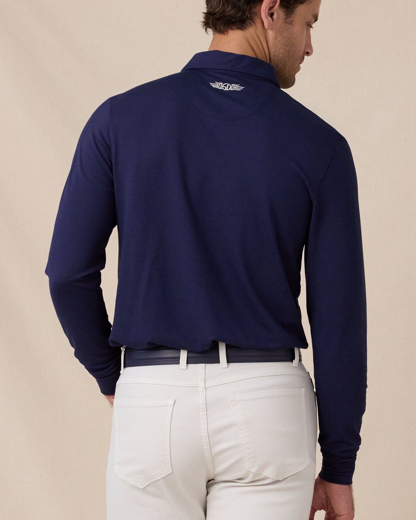 Straight Down Cambridge Long Sleeve Polo - New Indigo