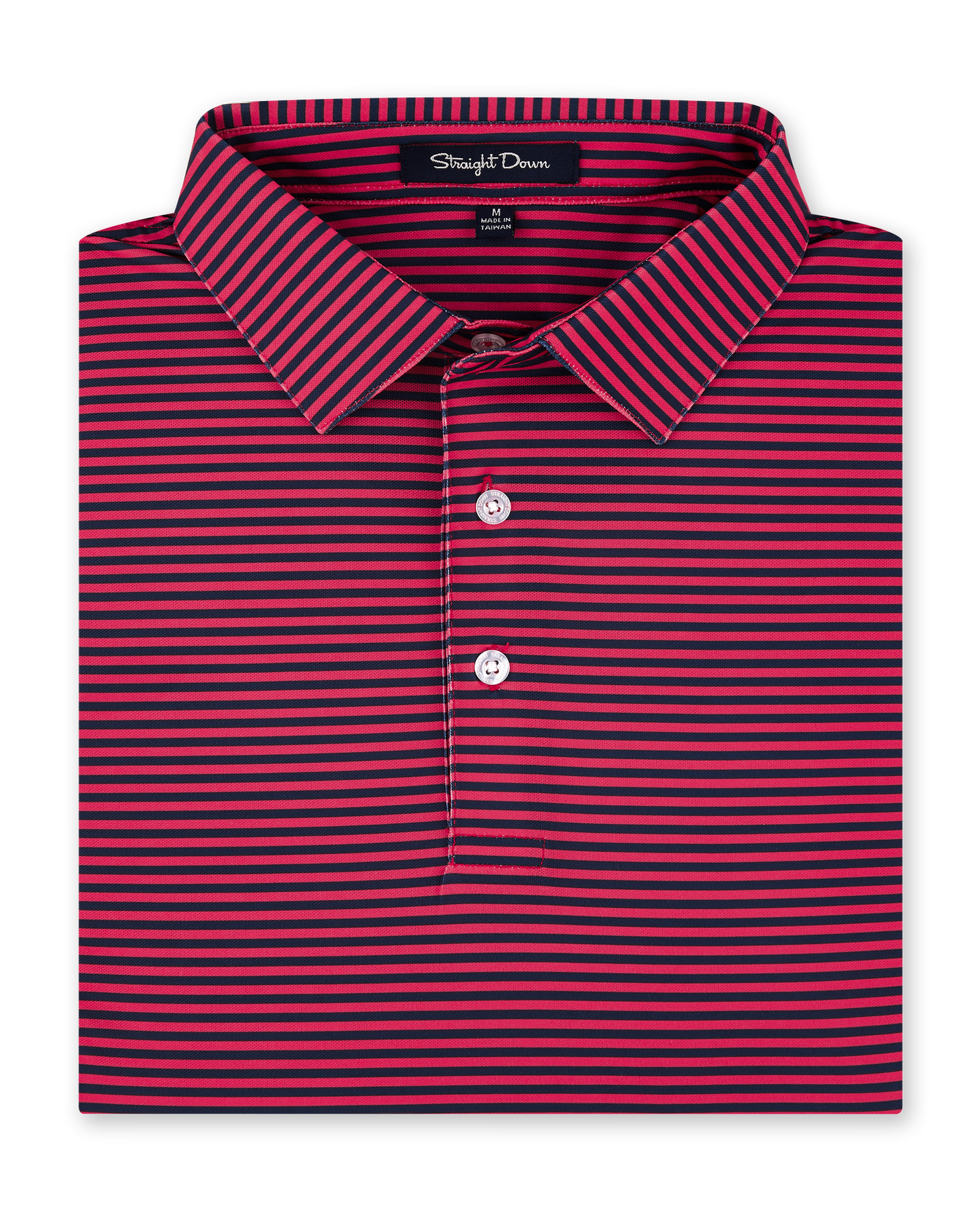 Straight Down Del Mar Stripe Polo - New Indigo / Flag Red