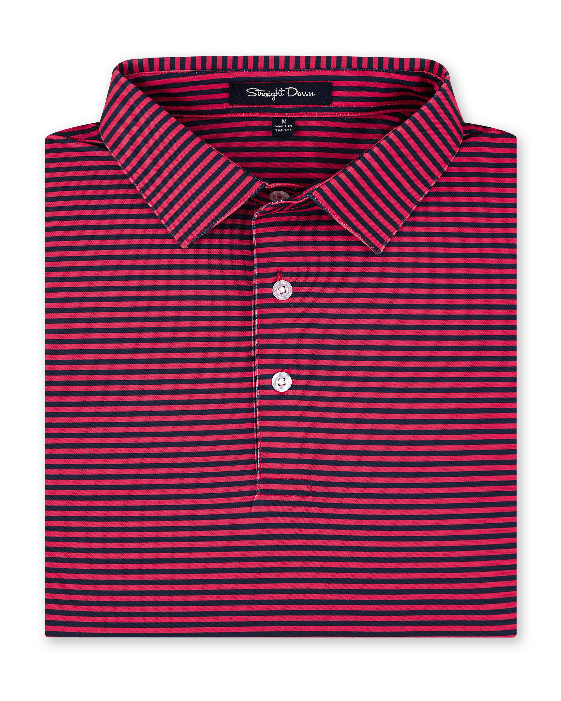 Straight Down Del Mar Stripe Polo - New Indigo / Flag Red
