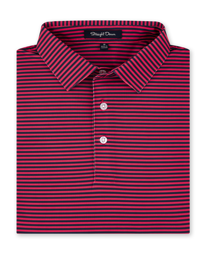 Straight Down Del Mar Stripe Polo - New Indigo / Flag Red