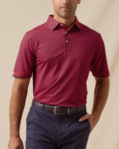 Straight Down Del Mar Stripe Polo - New Indigo / Flag Red