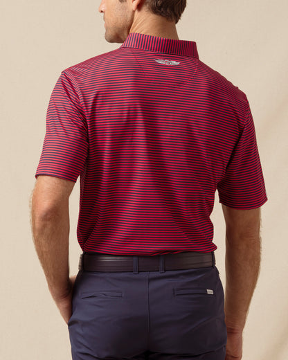 Straight Down Del Mar Stripe Polo - New Indigo / Flag Red