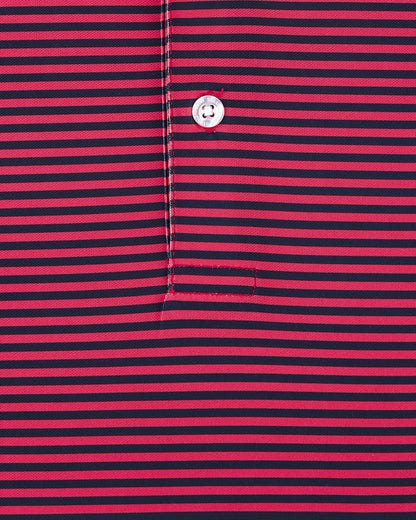 Straight Down Del Mar Stripe Polo - New Indigo / Flag Red