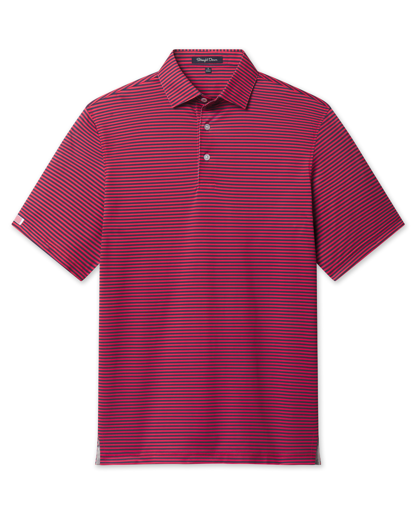 Straight Down Del Mar Stripe Polo - New Indigo / Flag Red