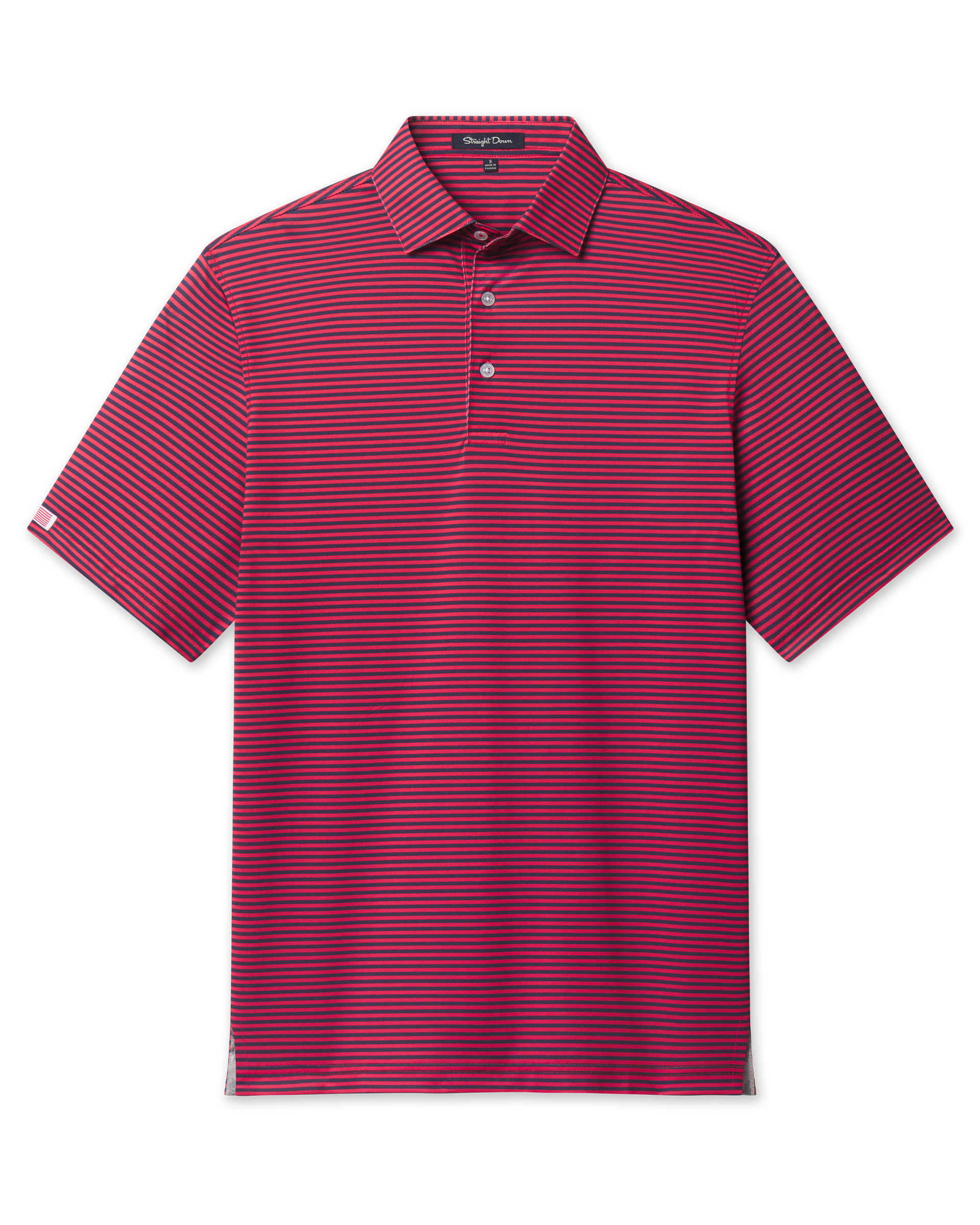 Straight Down Del Mar Stripe Polo - New Indigo / Flag Red