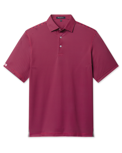 Straight Down Del Mar Stripe Polo - New Indigo / Flag Red