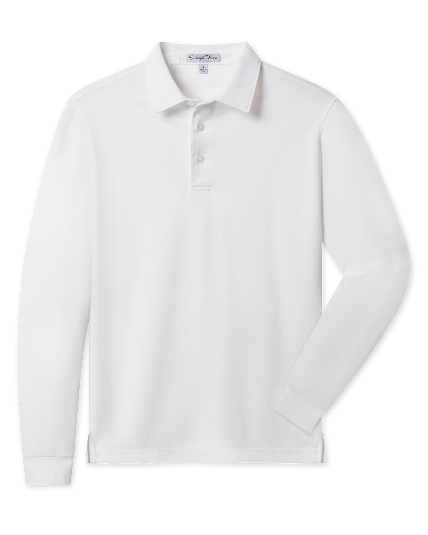 Straight Down Cambridge Long Sleeve Polo - White