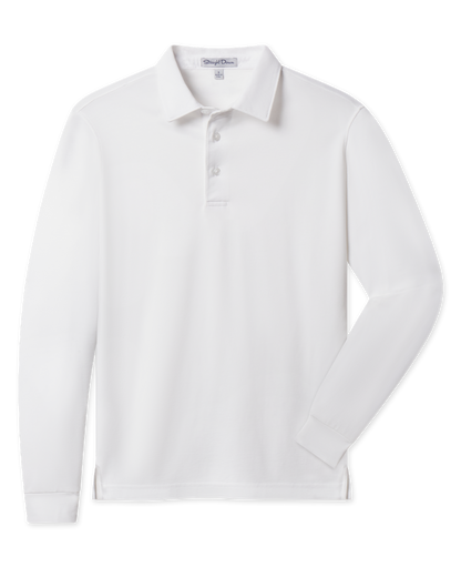 Straight Down Cambridge Long Sleeve Polo - White