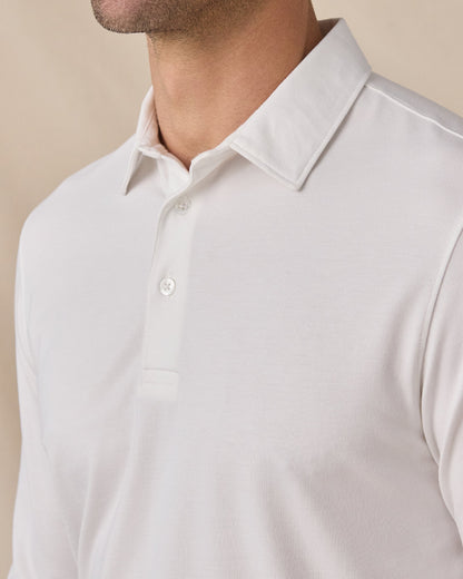 Straight Down Cambridge Long Sleeve Polo - White