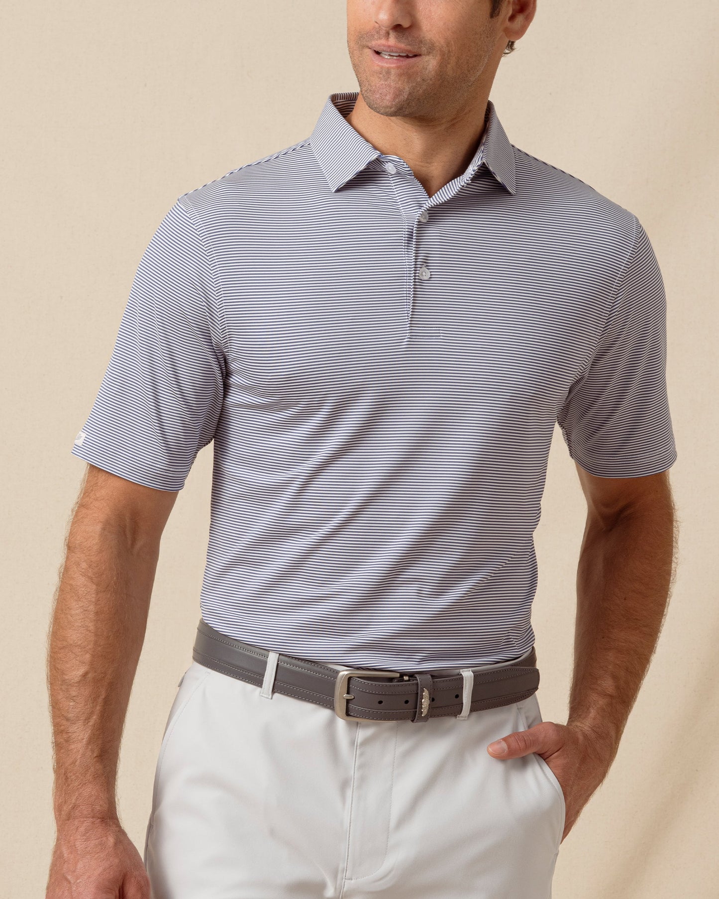 Straight Down Peninsula Stripe Polo - Moonlight