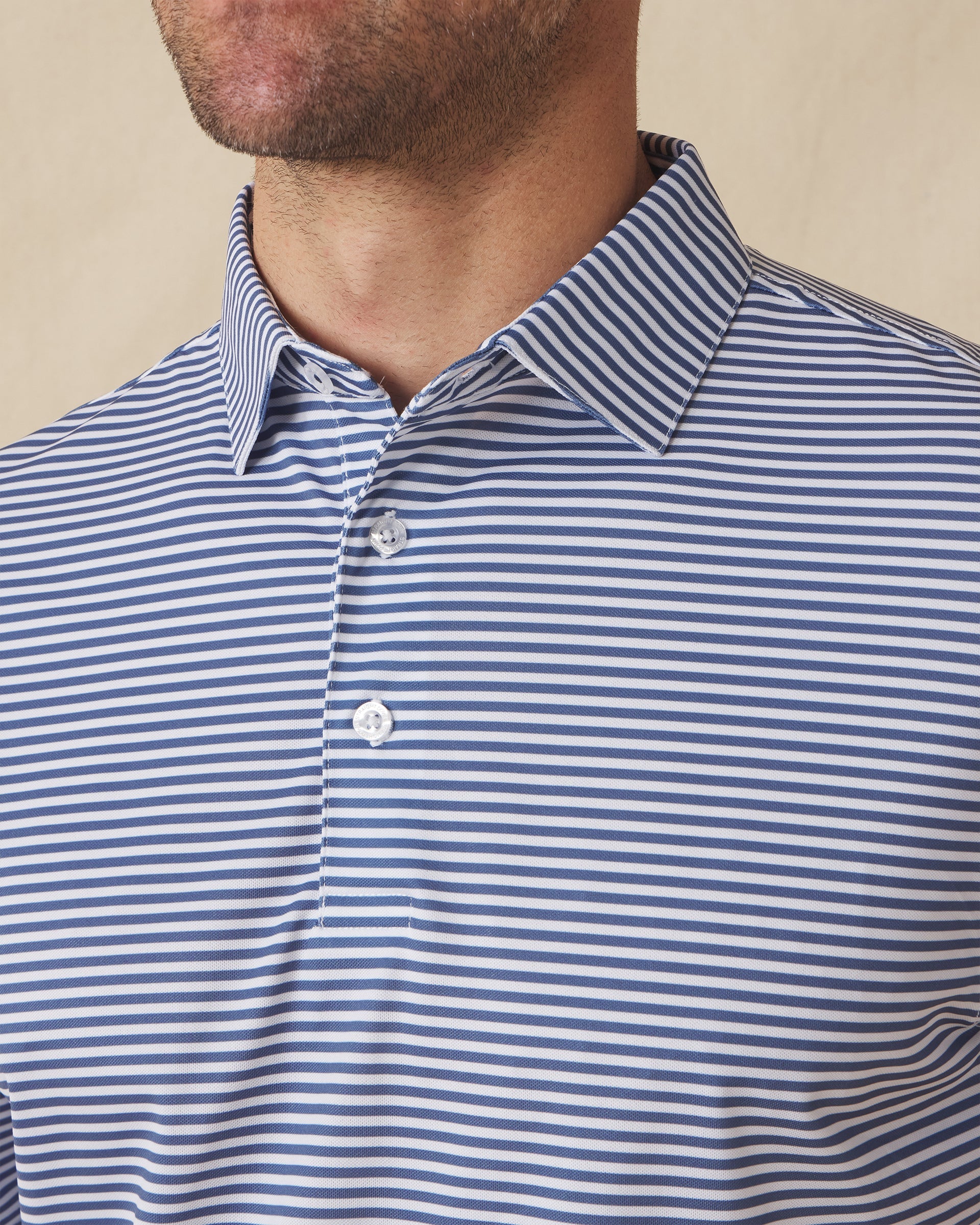 Straight Down Del Mar Stripe Polo - Moonlight