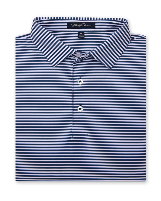 Straight Down Del Mar Stripe Polo - New Indigo / Lilac