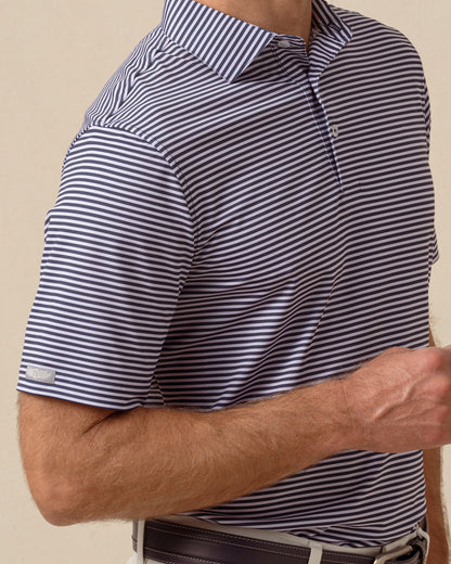 Straight Down Del Mar Stripe Polo - New Indigo / Lilac