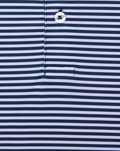 Straight Down Del Mar Stripe Polo - New Indigo / Lilac