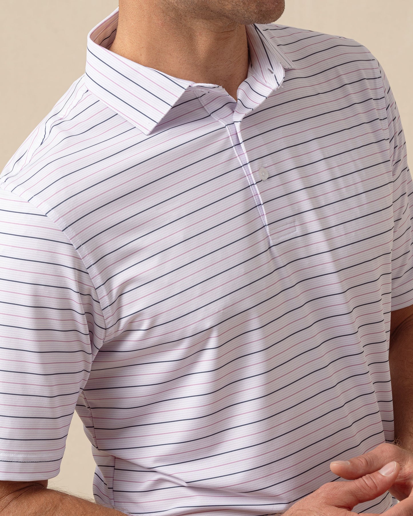 Straight Down Key West Stripe Polo - Lilac