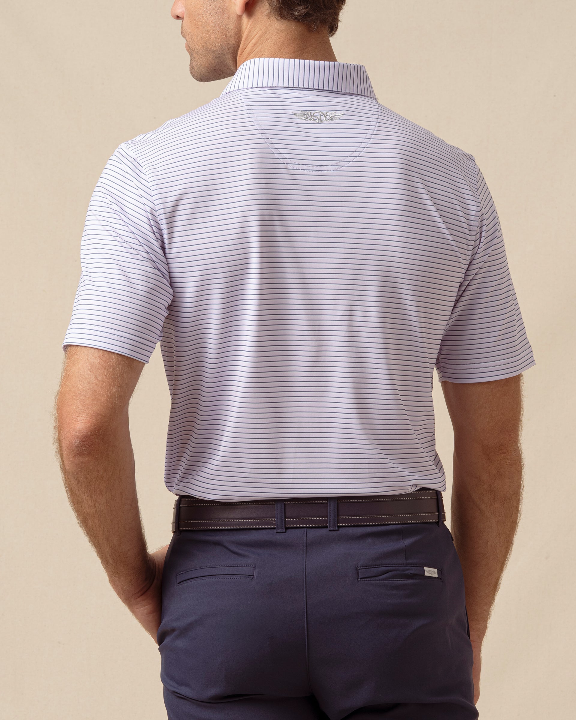 Straight Down Channel Stripe Polo - Lilac