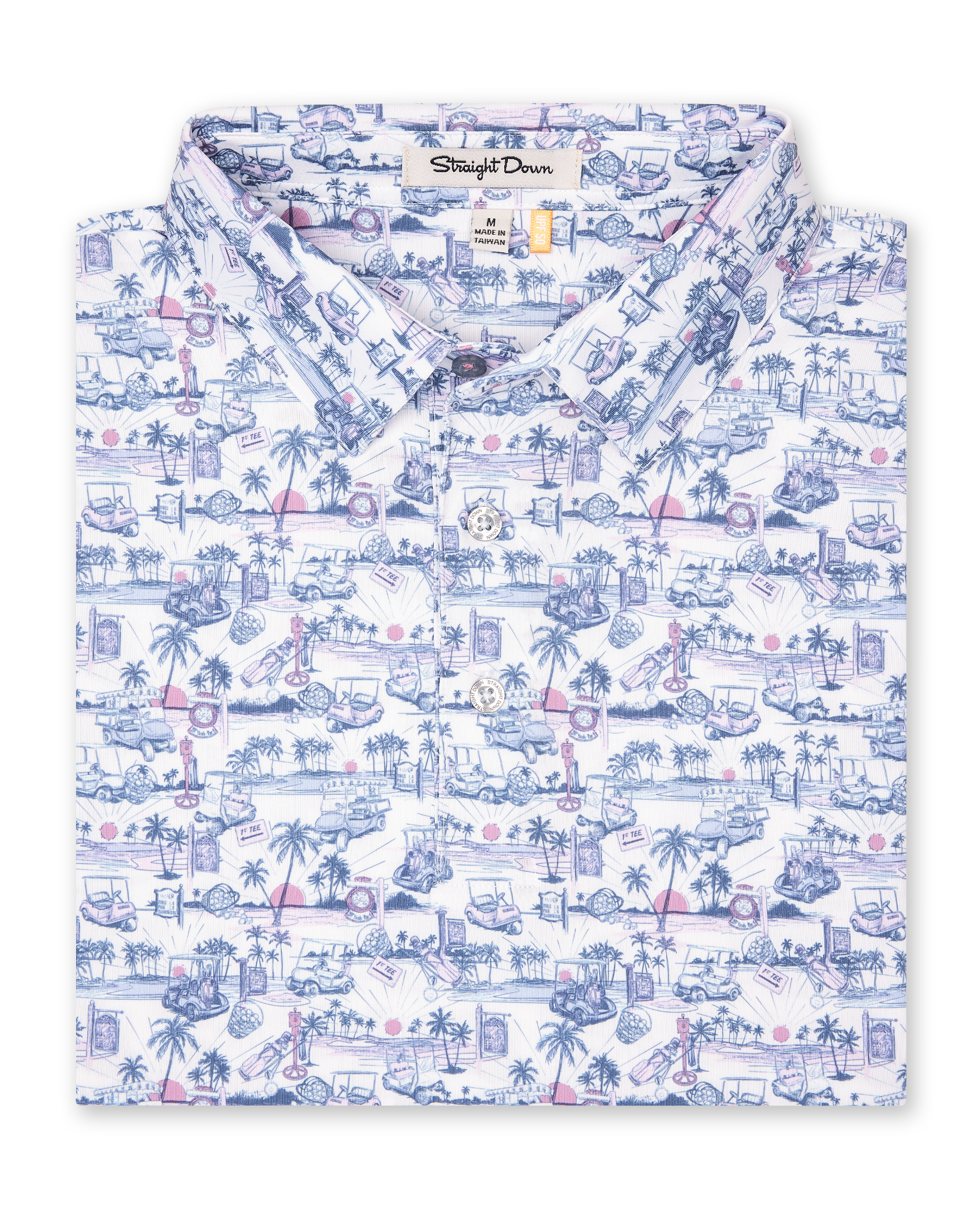 Straight Down Tropical Tees Polo - Moonlight