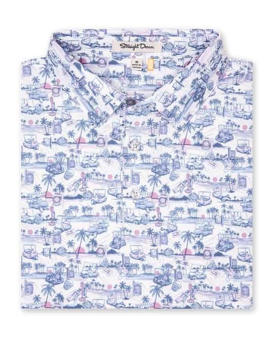 Straight Down Tropical Tees Polo - Moonlight