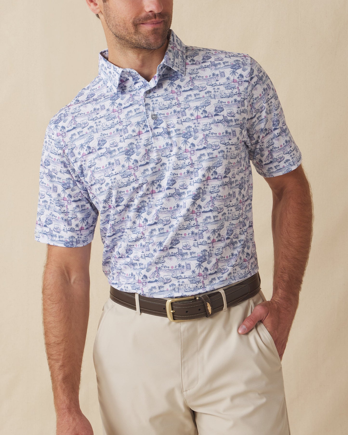 Straight Down Tropical Tees Polo - Moonlight