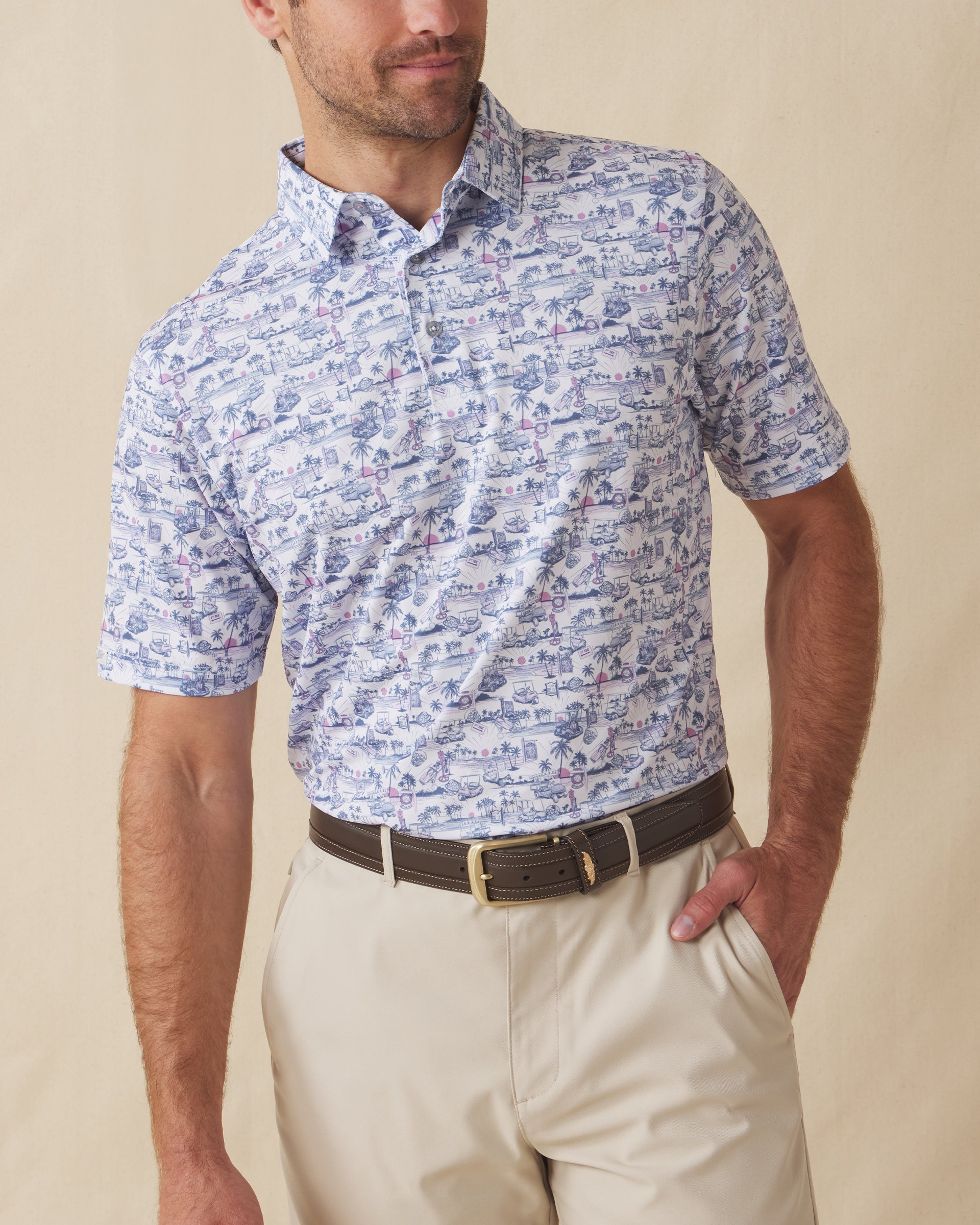 Straight Down Tropical Tees Polo - Moonlight